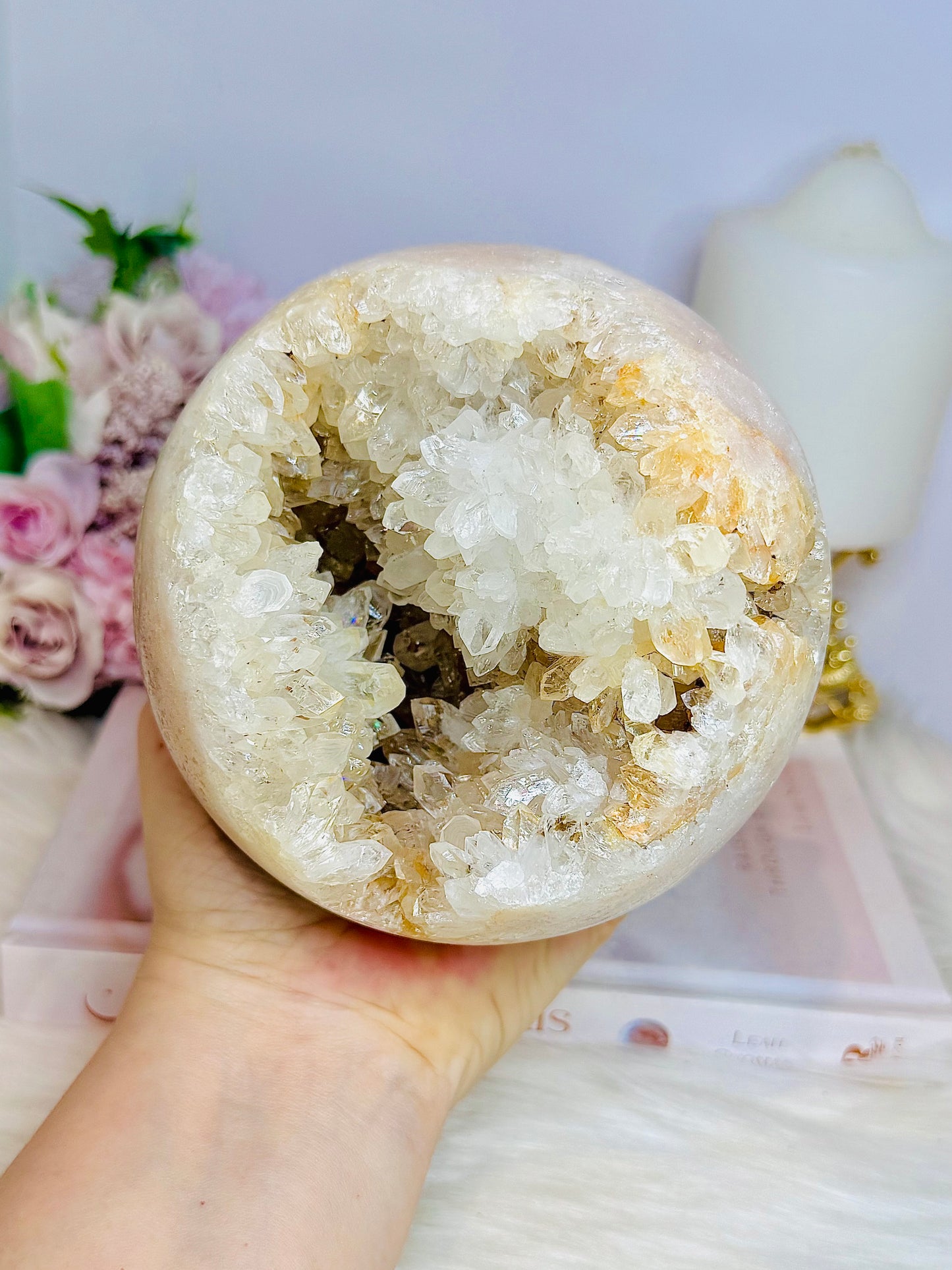 Huge Pink Amethyst Druzy Geode Sphere 11cm 1.86KG