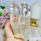 High Grade Clear Quartz Twin | Double Tower with Rainbows on Stand 18cm (on stand) 900g