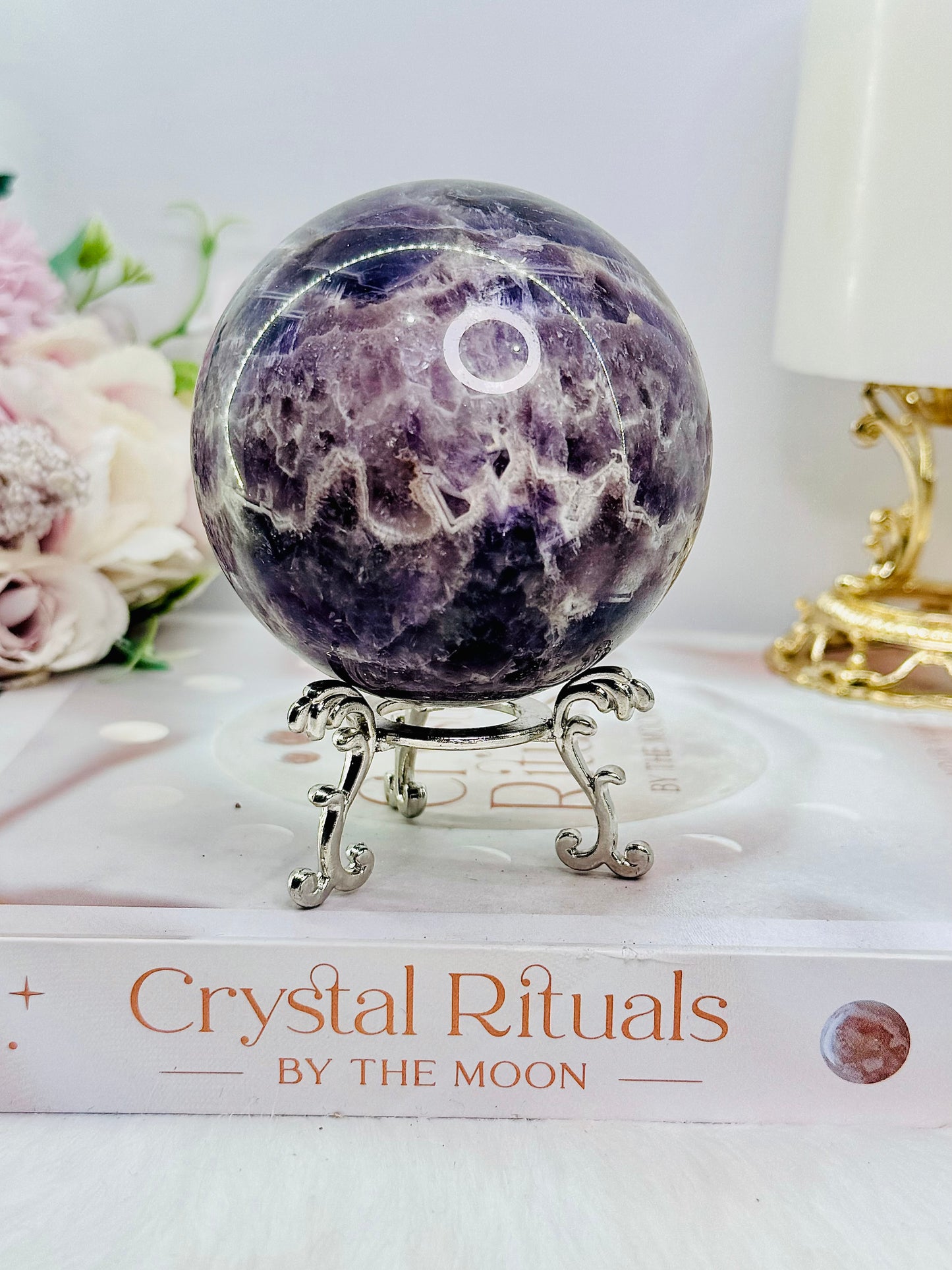 Large 500gram Chevron | Dream Amethyst Sphere on Stand