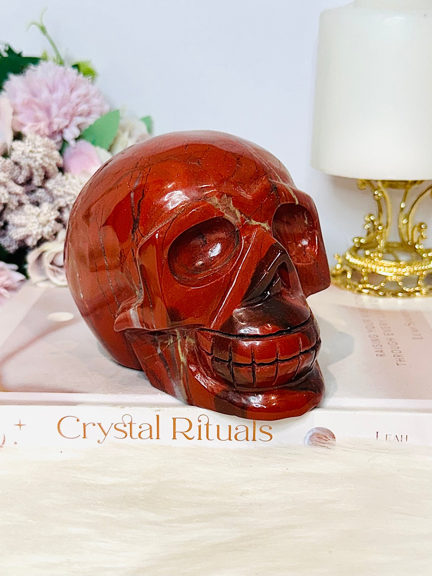 Red Jasper Large Carved Skull 13cm 1.43KG