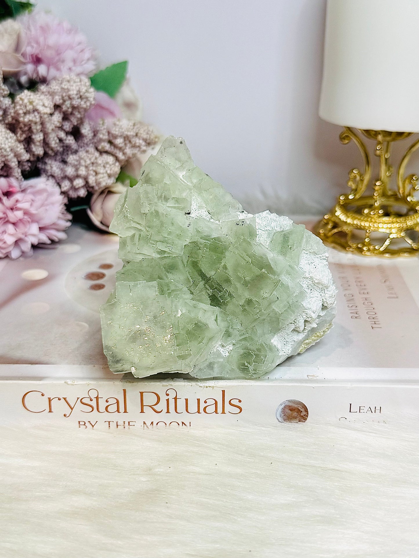 Light Green Transparent Cubed Fluorite Specimen 8cm 364g