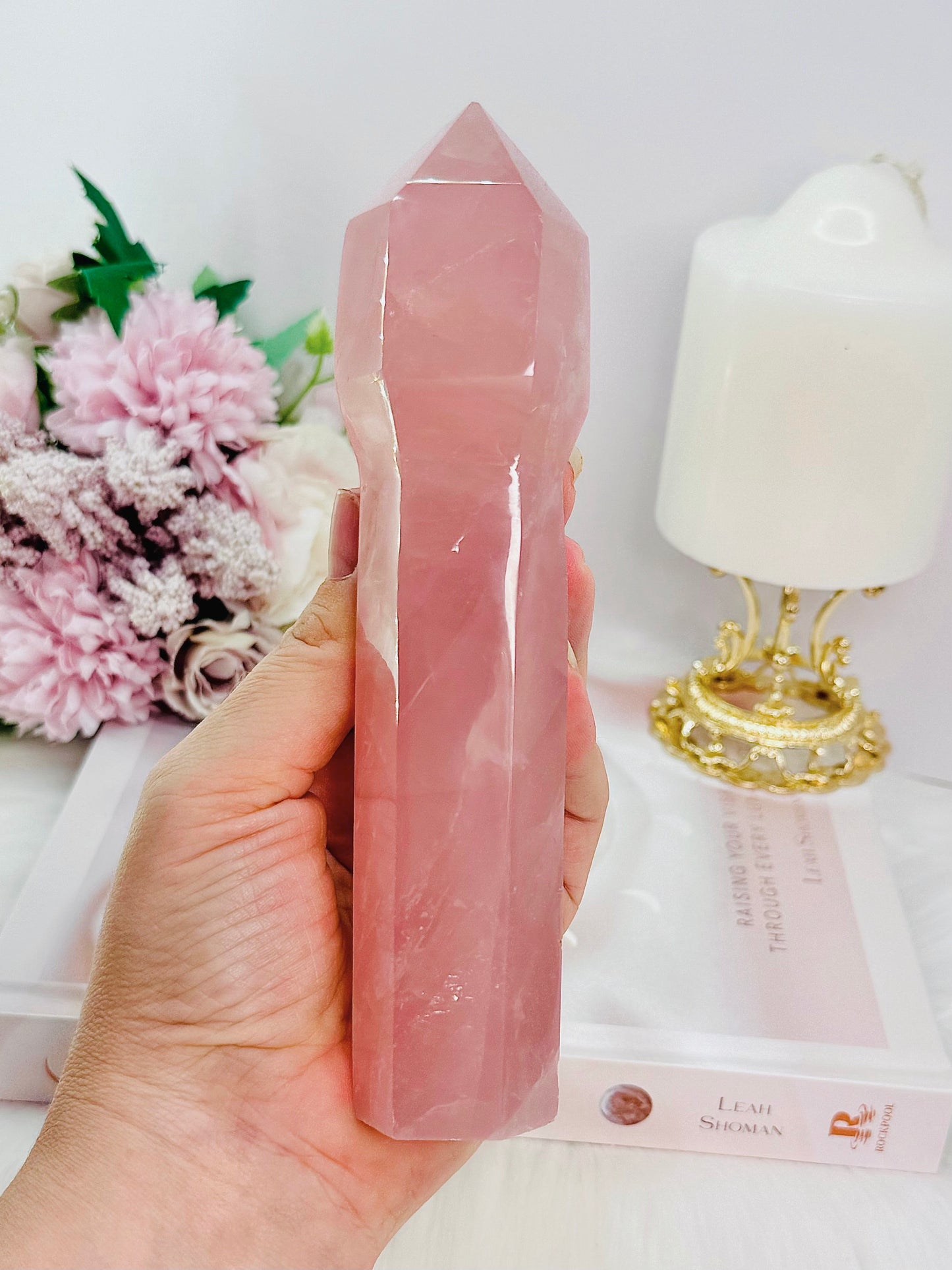 Large High Grade Dark Pink Rose Quartz Sceptre | Tower 17.5cm