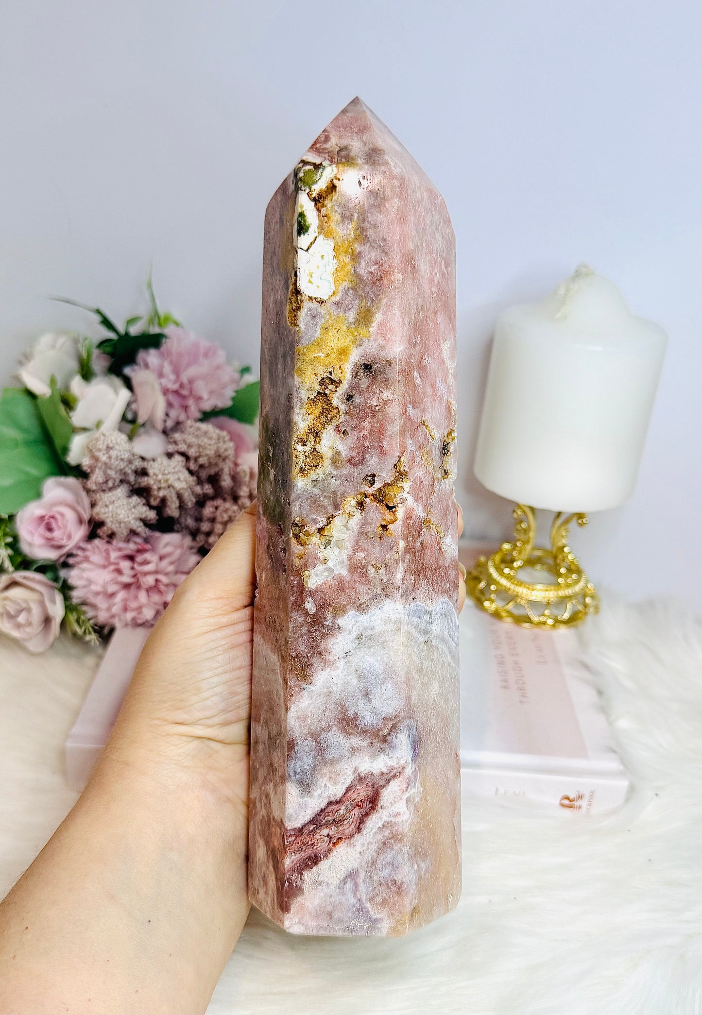 Huge Pink Amethyst Chunky Druzy Tower 25cm 1.45KG