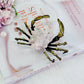 Stunning Large Rose Quartz Crab with Gold Metal Legs