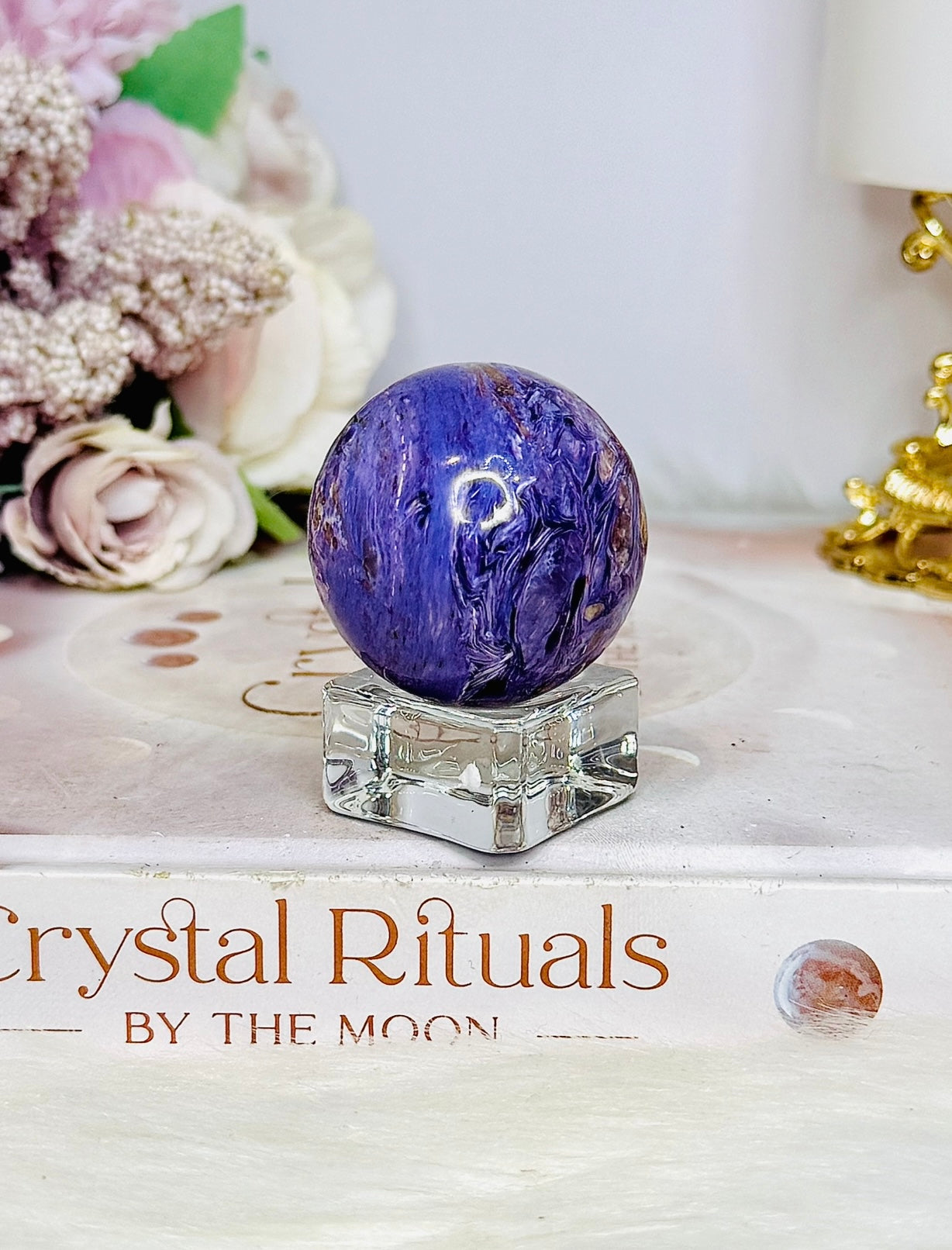 Natural Rare Charoite Sphere On Stand 76g
