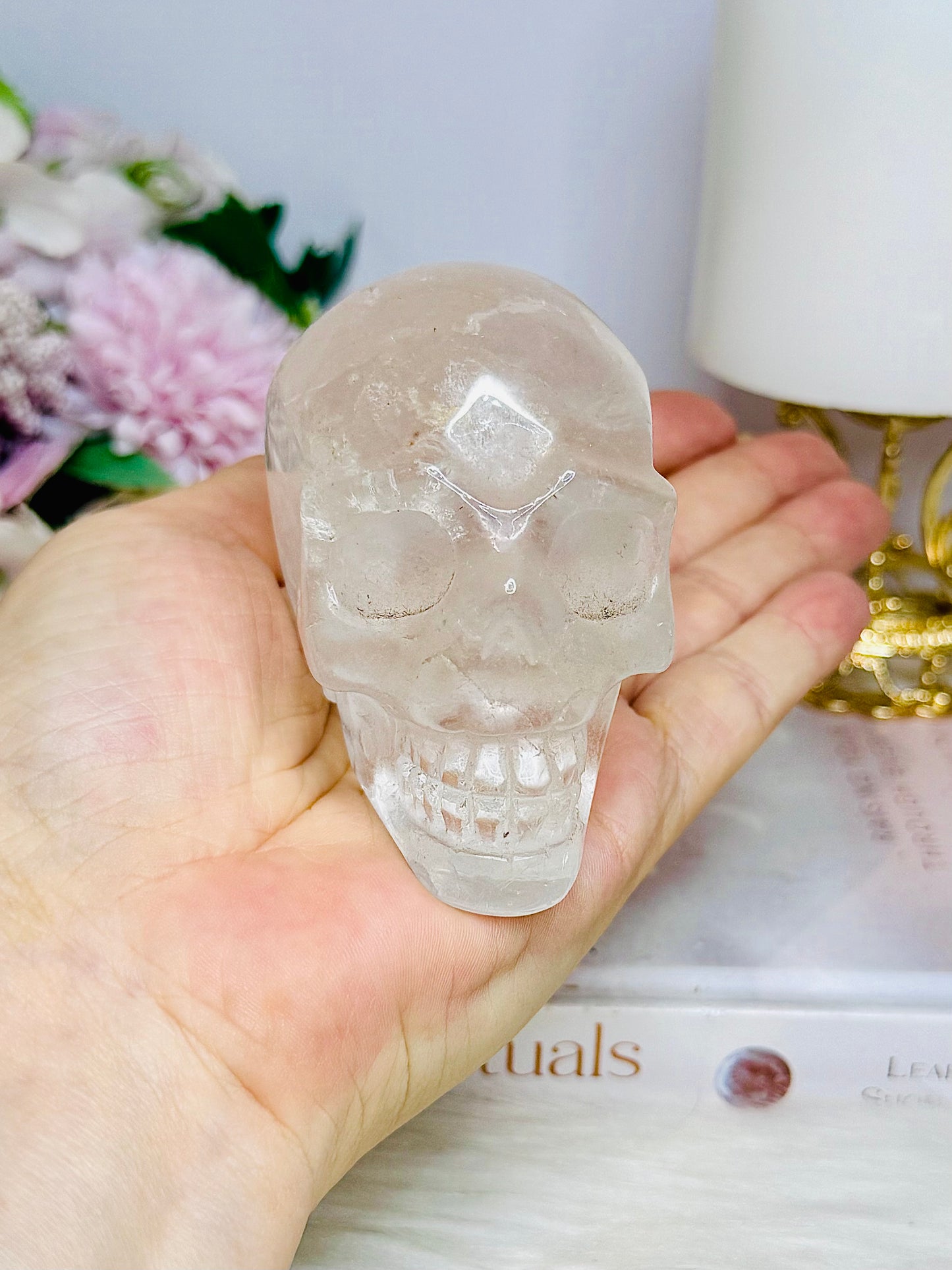 Clear Quartz Carved Skull 306g 7.5cm