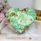 Large Natural Variscite Carved Heart on Stand 12cm