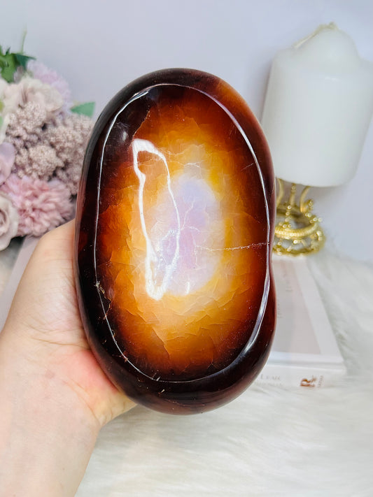 Large Carnelian Carved Bowl 15.5cm 936g