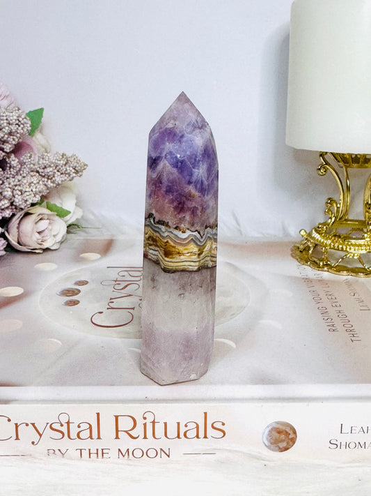 Crazy Lace Amethyst Tower 10cm