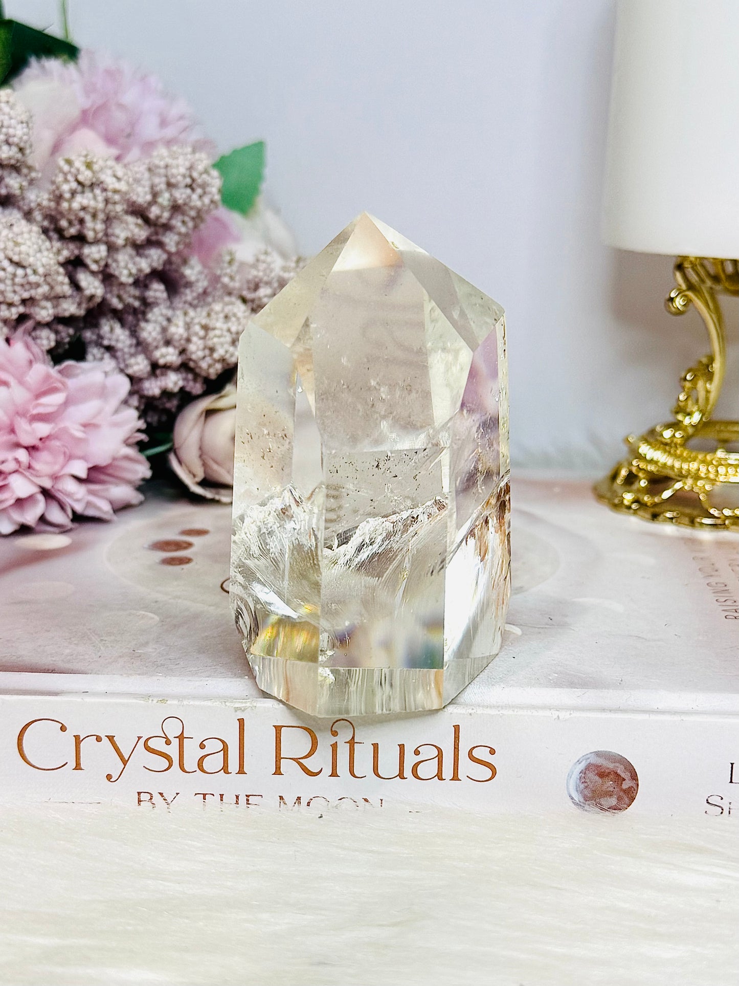 High Grade Clear Quartz Chunky Tower with Garden Quartz Inclusions 8cm 258g