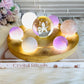 Feminine Energy ~ Large Light Stand 20cm with Glass Fairy Sphere, 3 Amethyst Spheres, Rose Quartz Sphere & 2 Pink Amethyst Spheres