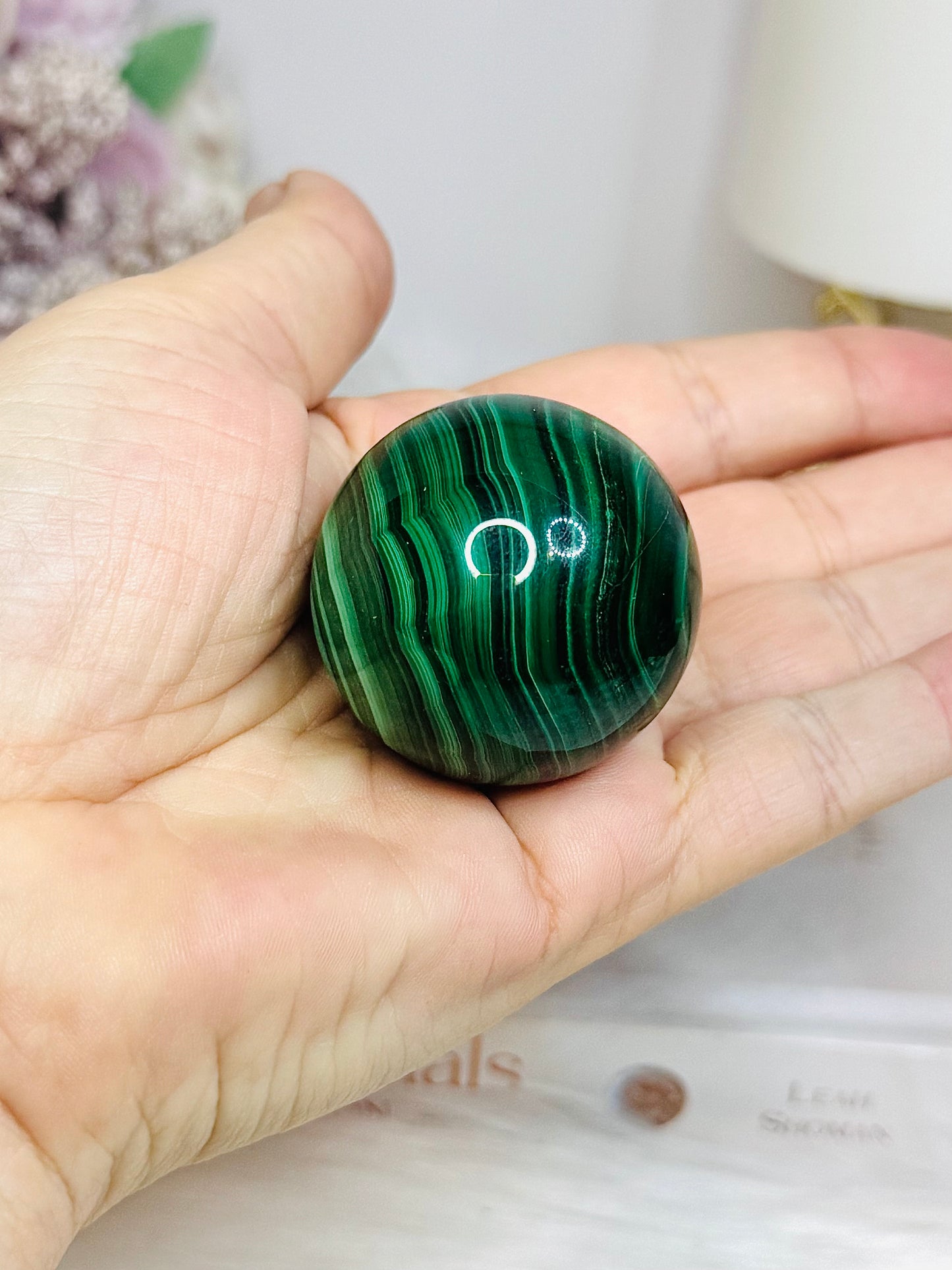 Natural Malachite Sphere on Stand 125g