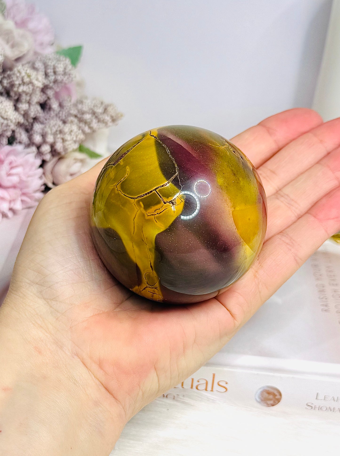 Large Mookaite Jasper Sphere on Stand 371g