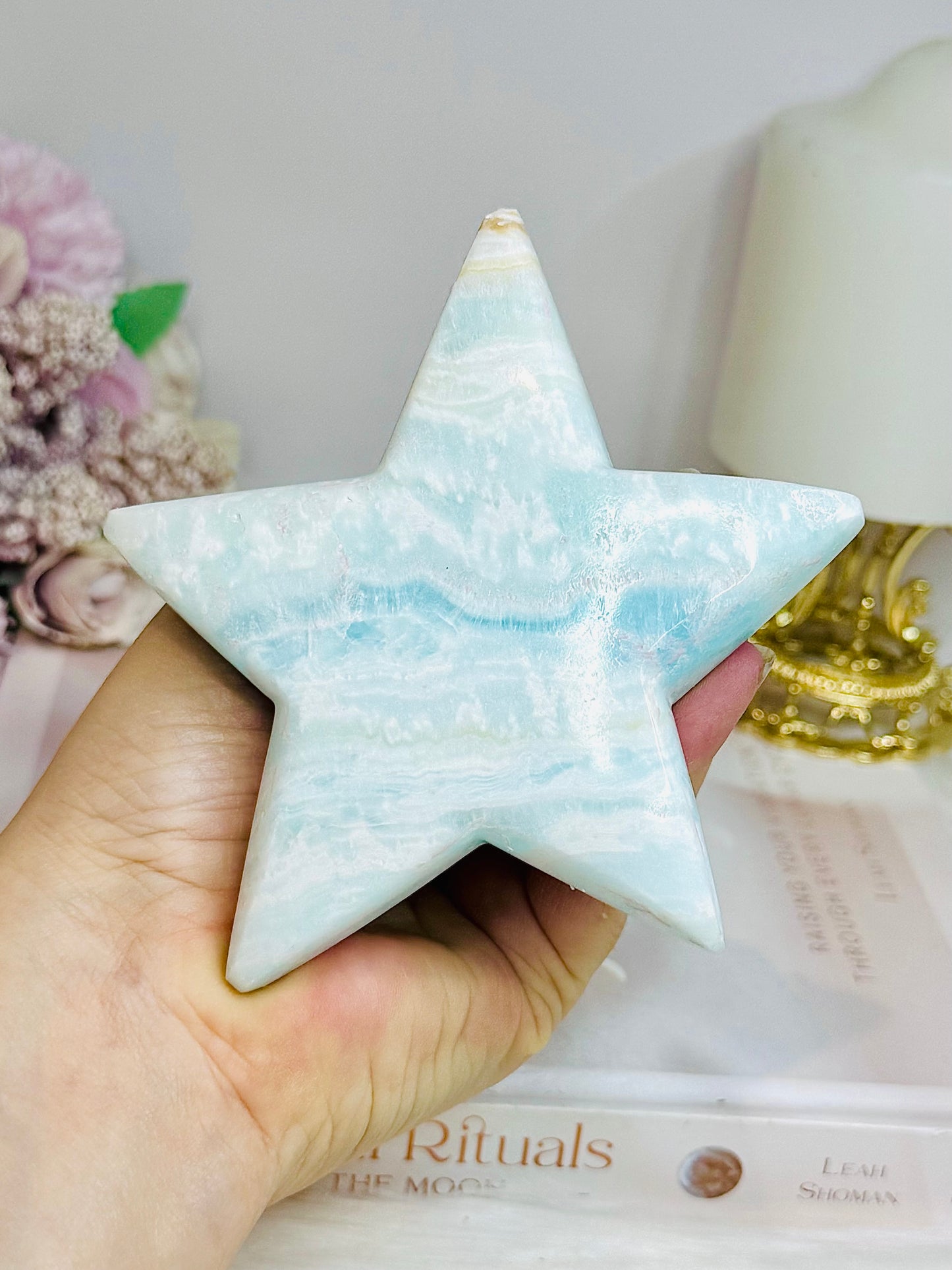Large Caribbean Calcite Star on Stand 11.5cm