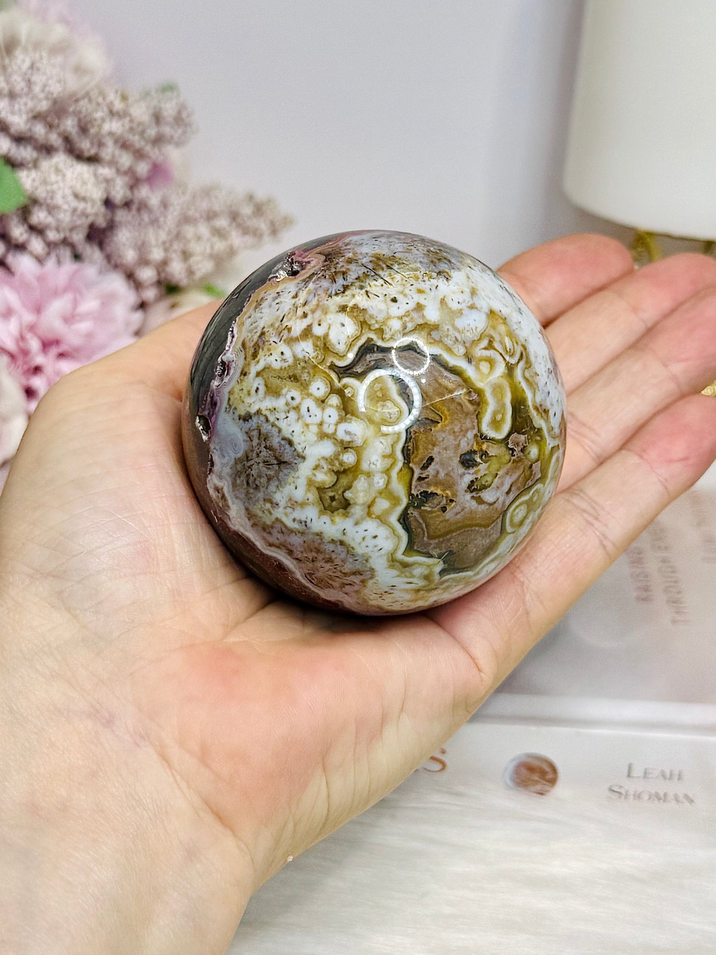 Large Mexican Lace Agate Sphere on Stand 368g