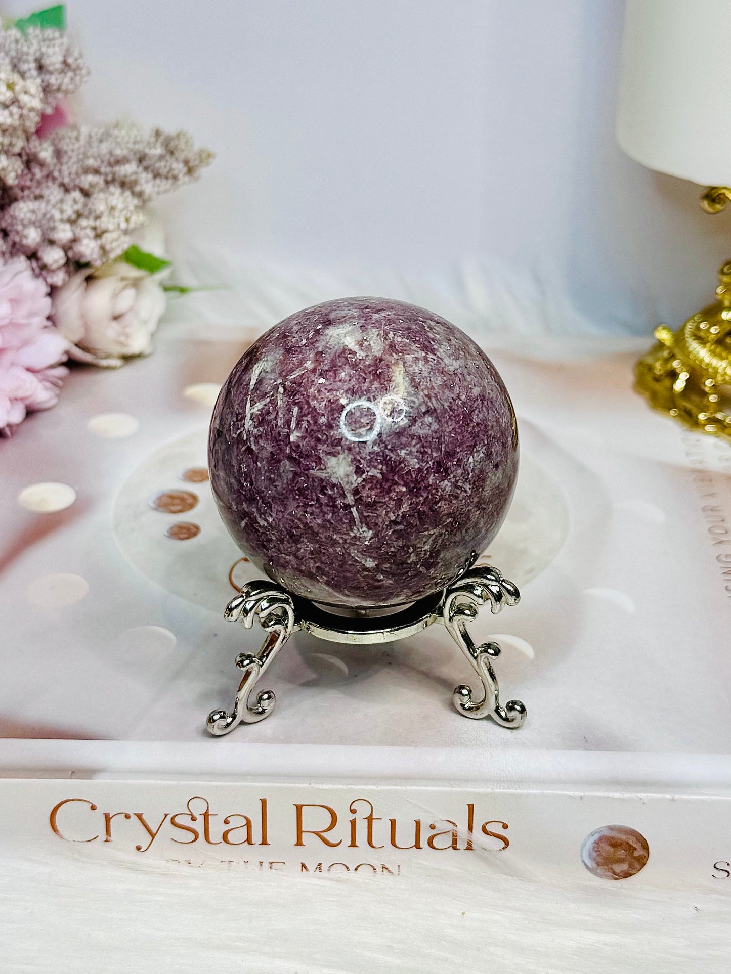 Pink Tourmaline Sphere on Stand 212g