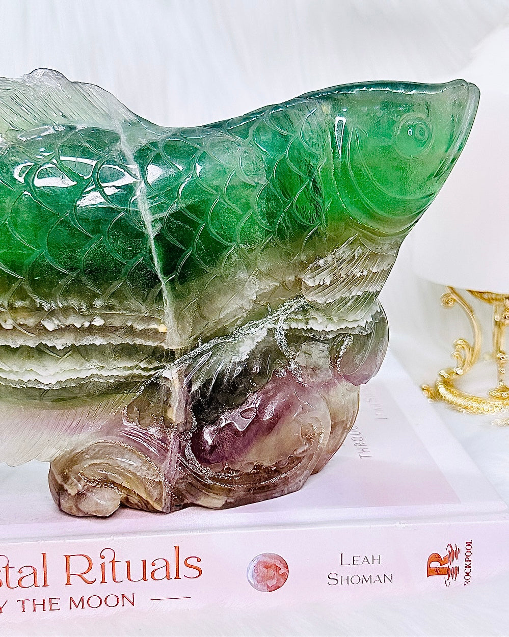 Wow! Unbelievable Stunning Piece!!! Huge 1kg 20cm Rainbow Fluorite Perfectly Carved Fish
