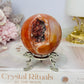 High Grade Druzy Carnelian Sphere on Stand 295g