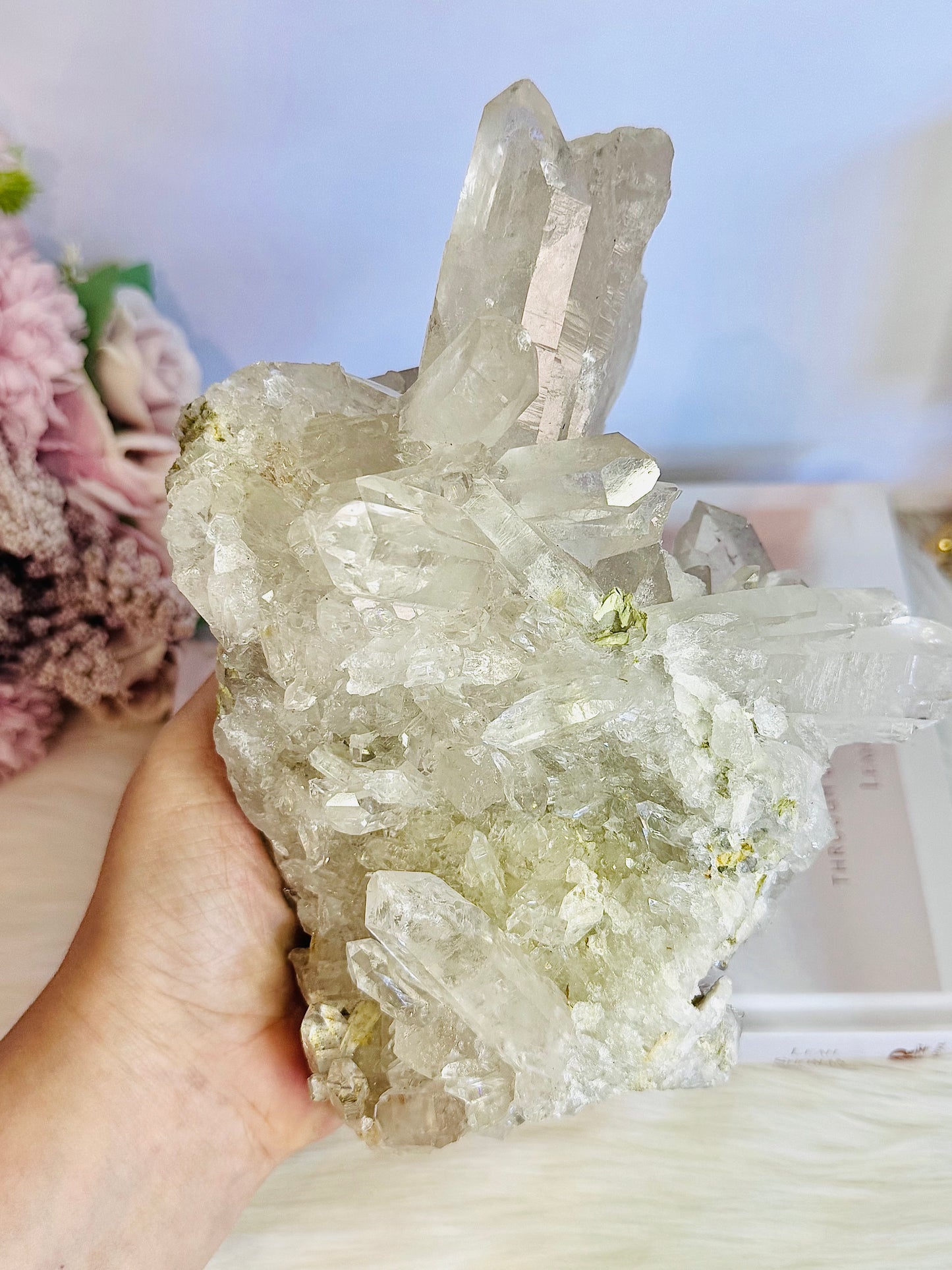 Wow! Incredible Stunning Huge 1.6KG Natural Clear Quartz Specimen with Beautiful Cluster Points