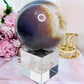 Magical & Incredible Large 821gram Perfect Druzy Agate Sphere On Stand From Brazil (Glass stand in pic is display only)