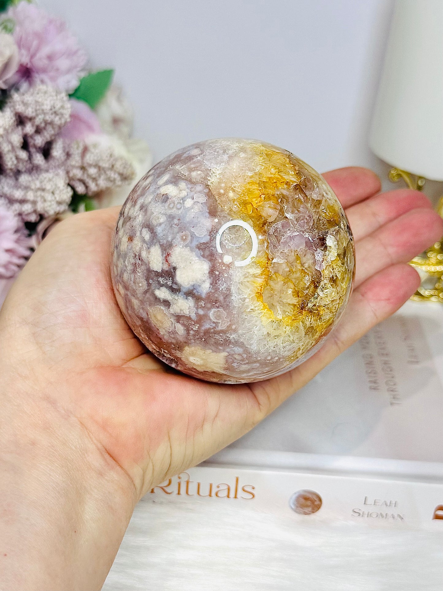 Large Pink Amethyst Druzy Sphere On Stand 536g