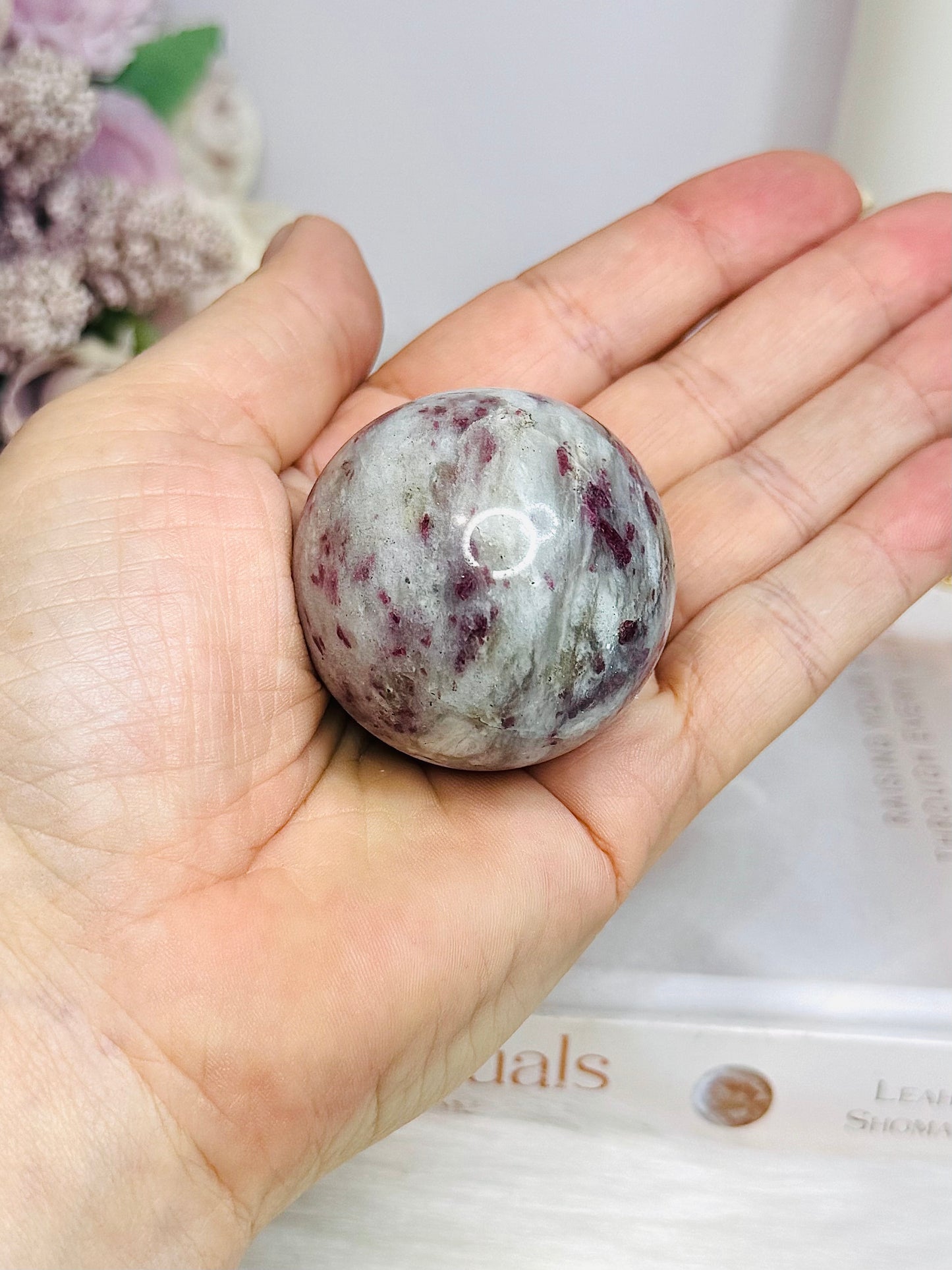 Pink Tourmaline Sphere on Stand 105g
