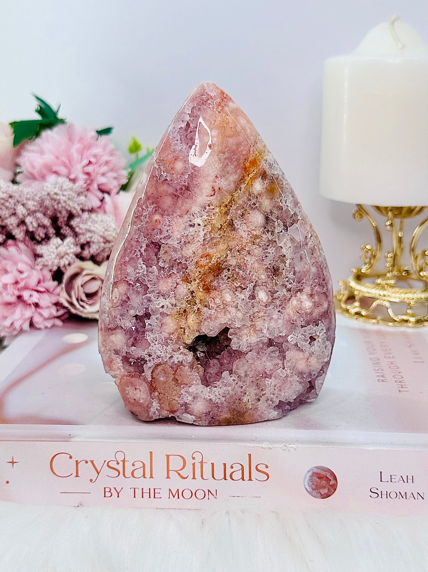 ⚜️ SALE ⚜️ WOW!!! Classy & Absolutely Fabulous Large 13cm 603gram Rare Druzy Pink Amethyst X Flower Agate Freeform | Flame