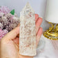 Clear Quartz Crackle Tower 12.5cm With Rainbows