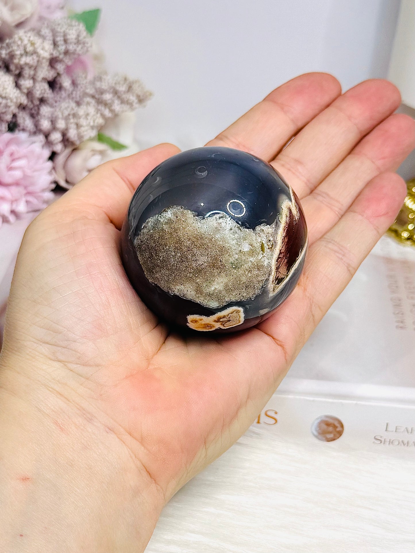 Volcano | Football Agate Sphere On Stand 216g