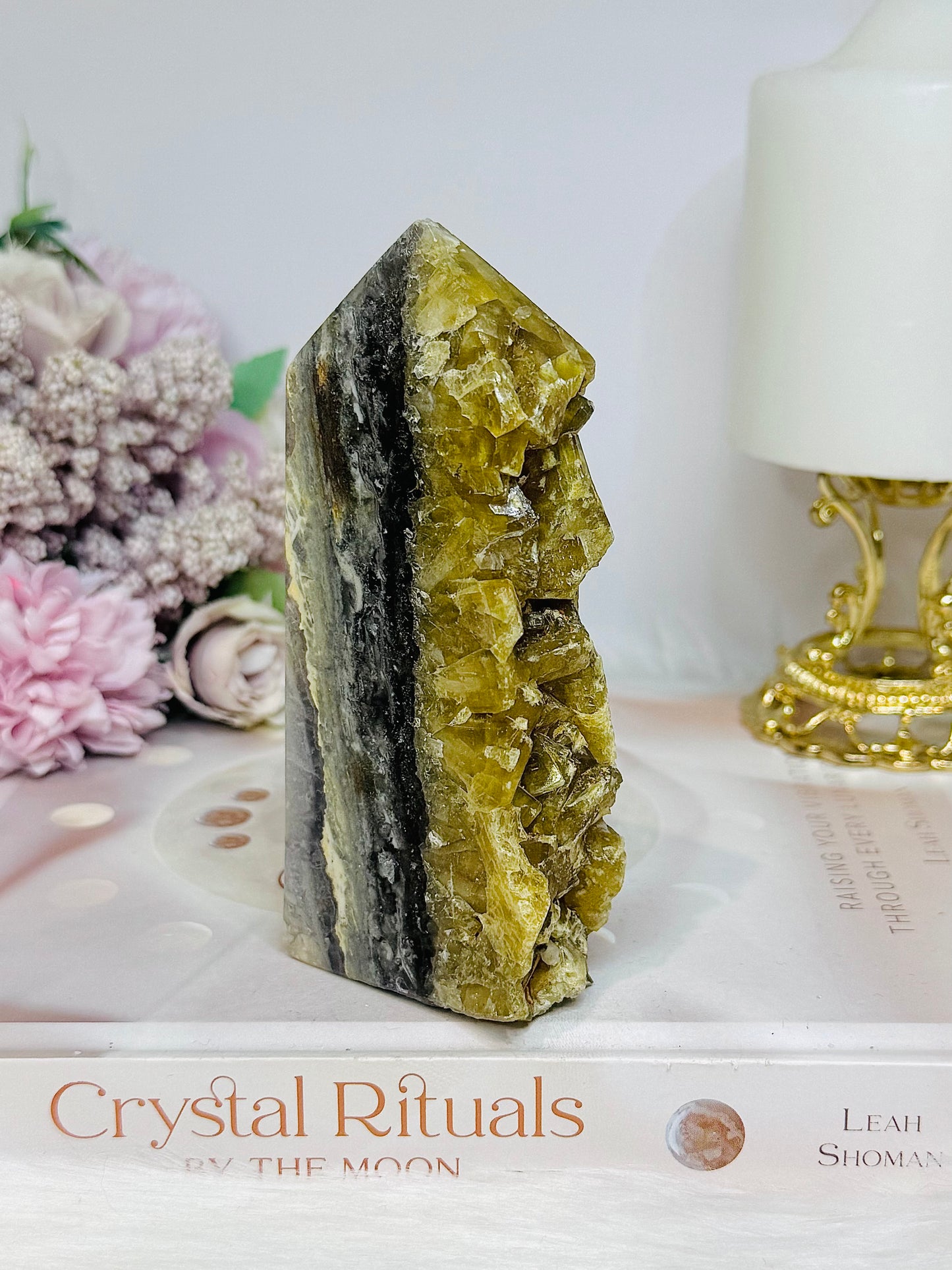 Fluorite X Pyrite Druzy Tower 11.5cm 448g