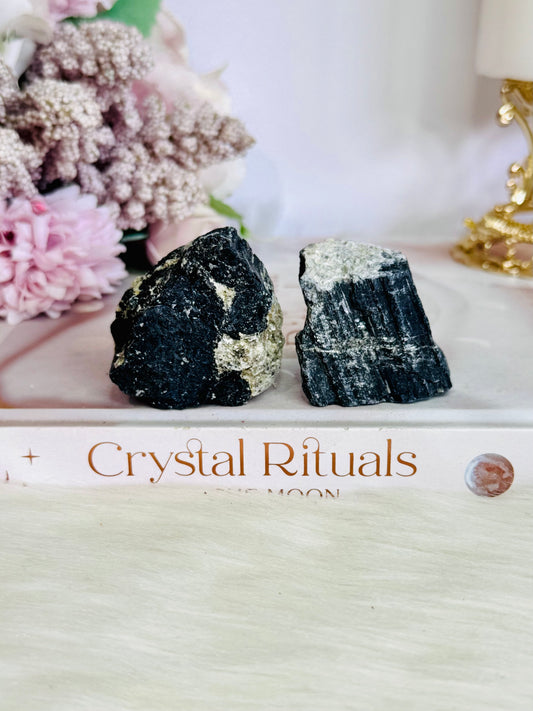💰💰 DOUBLE DEAL 💰💰 Set of 2 Natural Raw Black Tourmaline Specimen