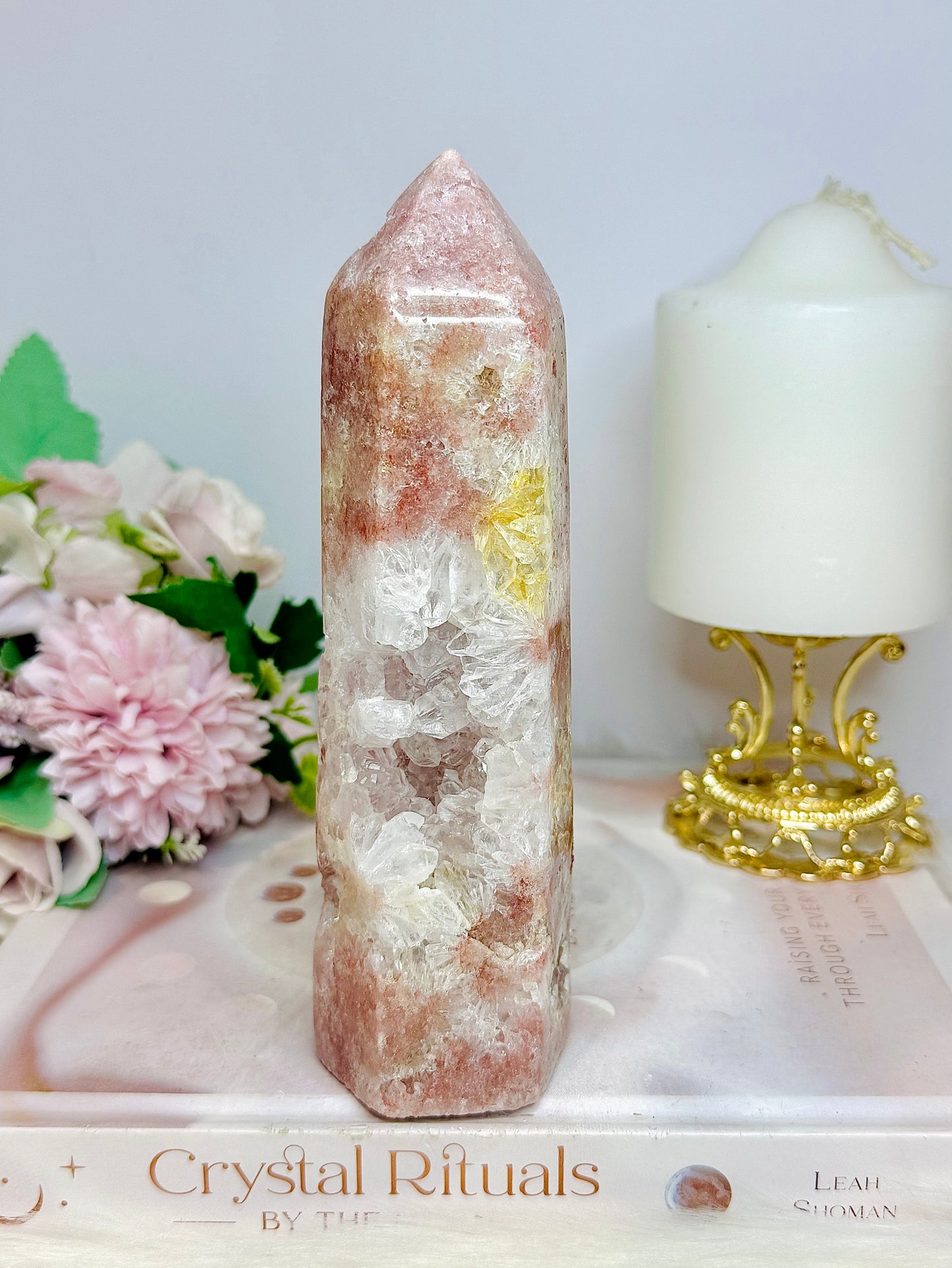 High Grade Druzy Pink Amethyst Tower 16.5cm 546g