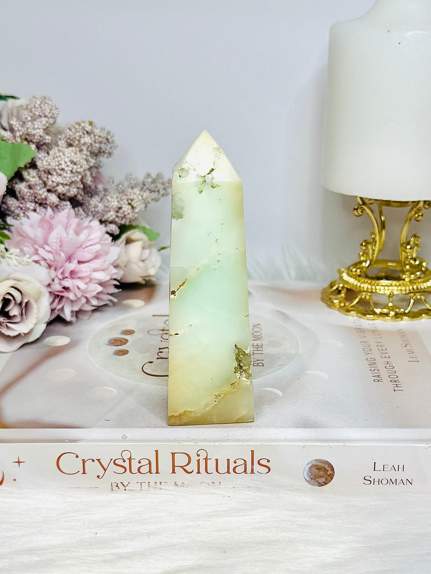 Natural Chrysoprase Tower (imperfections are part of her) 11cm