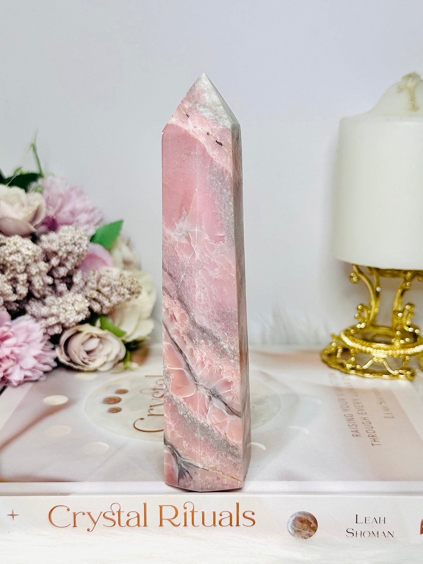 Natural Pink Opal Tower 15.5cm