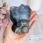 Large Volcanic Agate Carved Hello Kitty 646grams UV Reactive