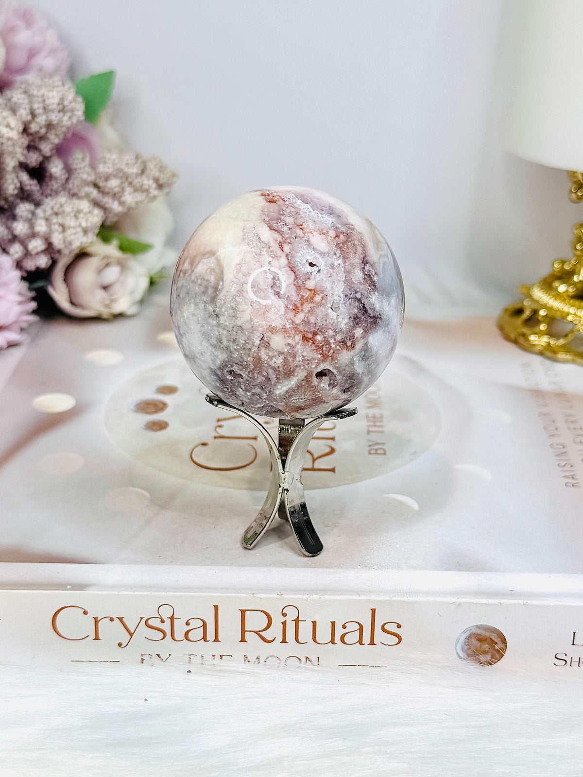 Pink Amethyst Druzy Sphere On Stand 171g