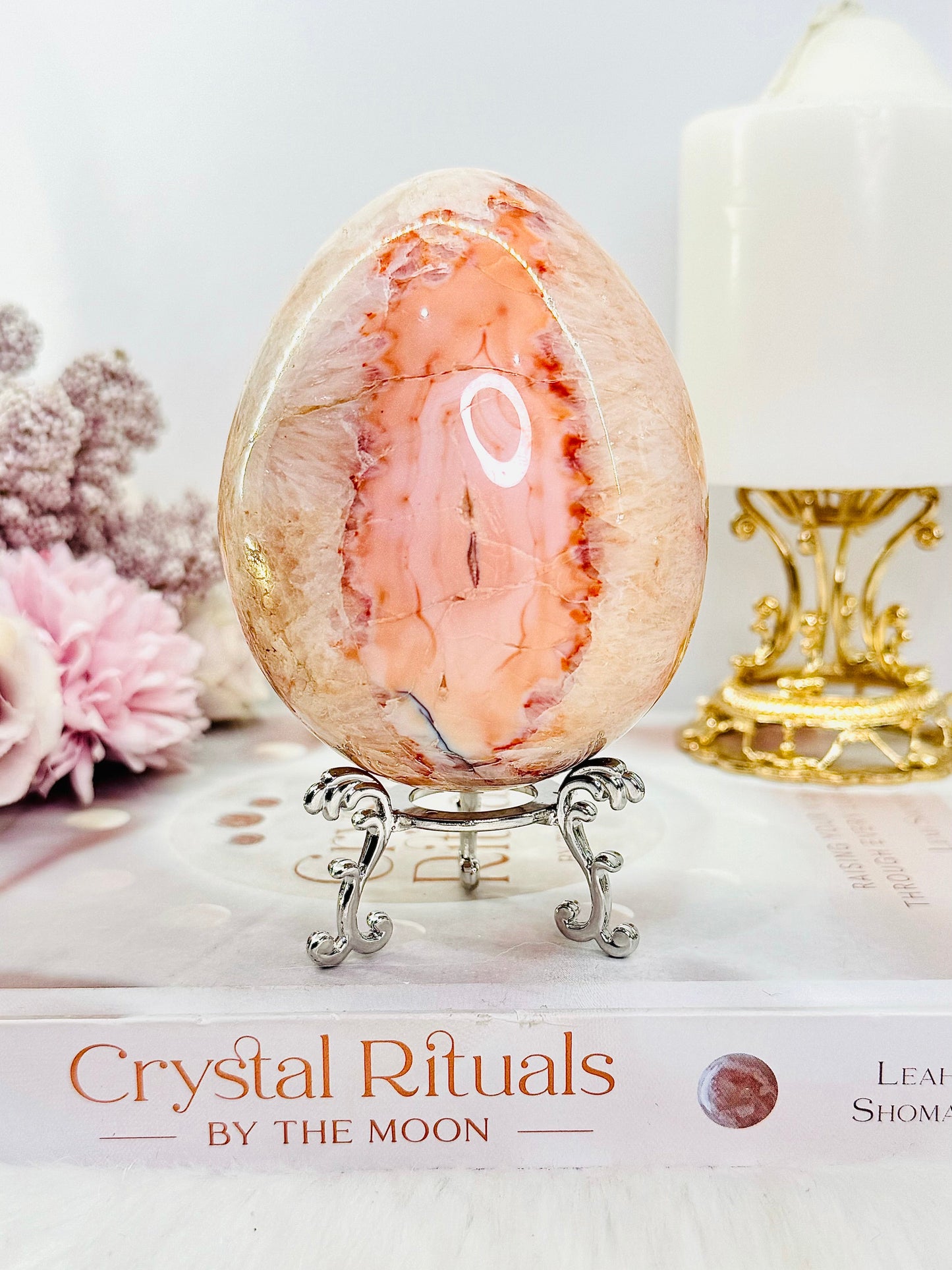Large 659gram Carnelian Egg On Stand