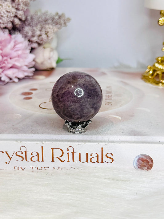 Small Lavender Rose Quartz Sphere On Stand