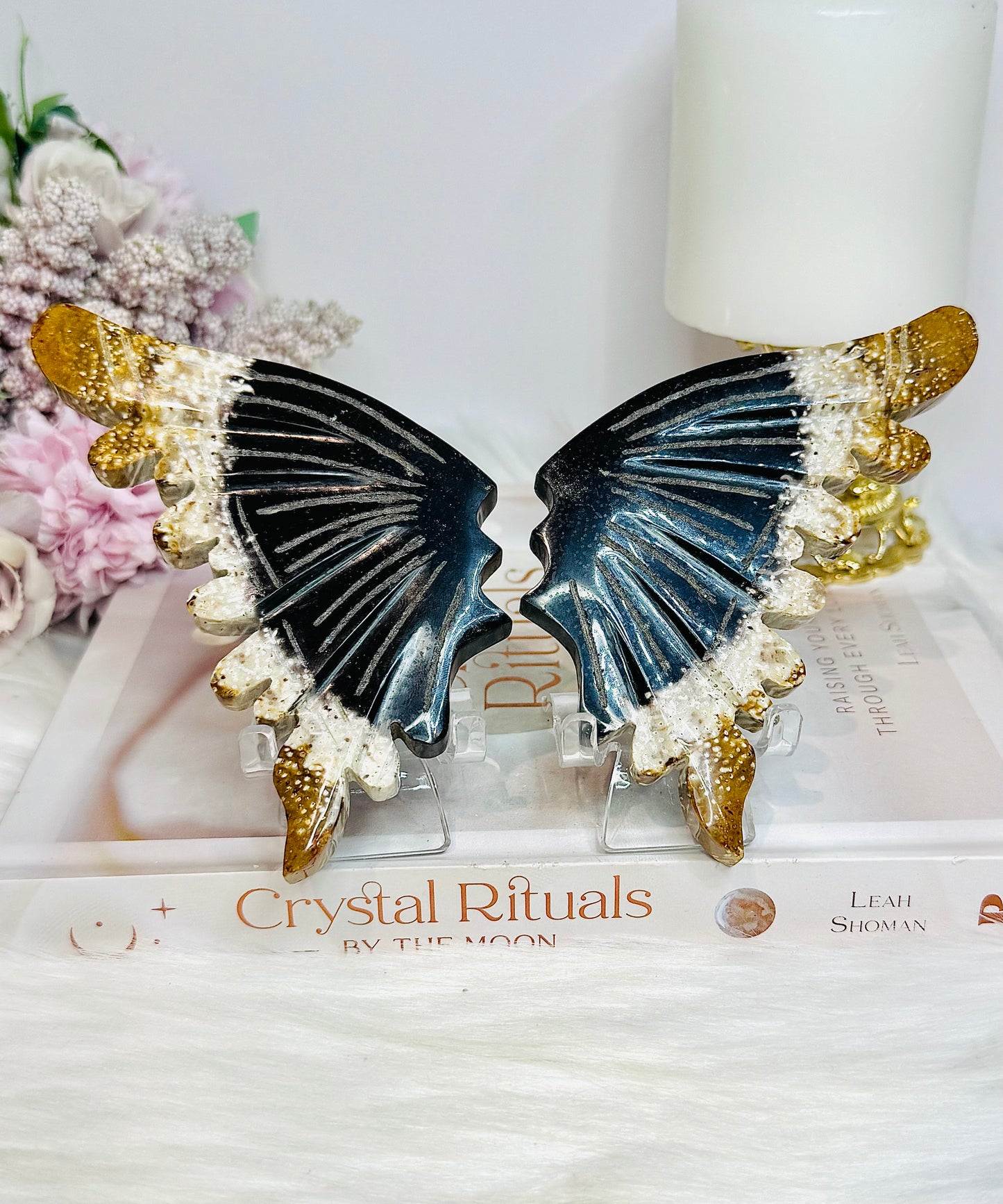 High Grade Ocean Jasper Wings On Stands 15cm