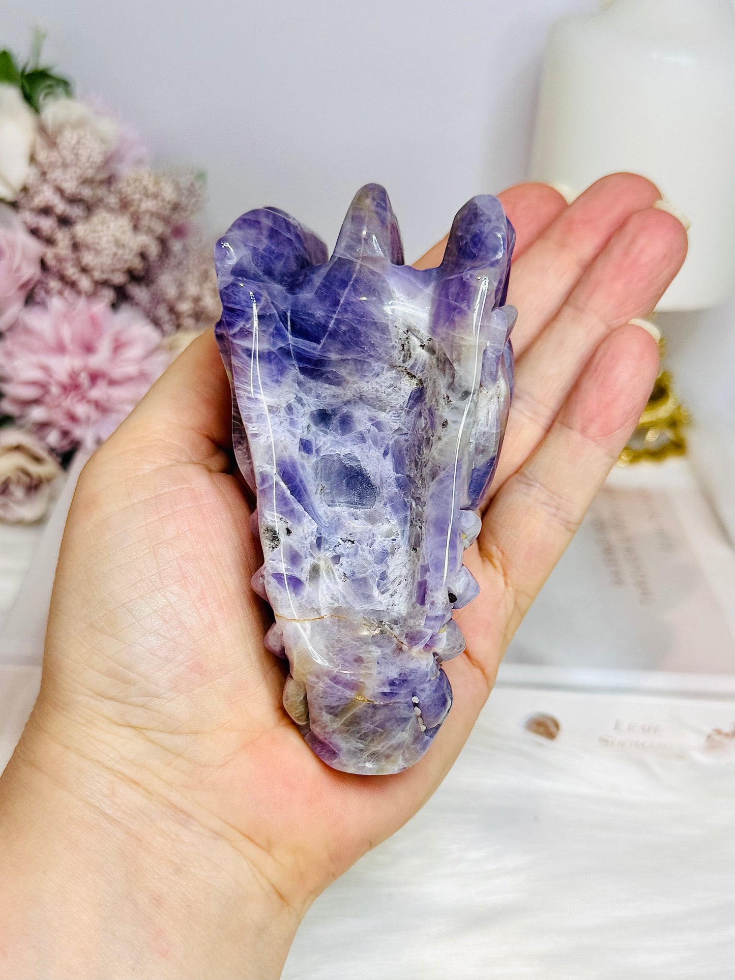 Large Amethyst Carved Dragon Head 11cm