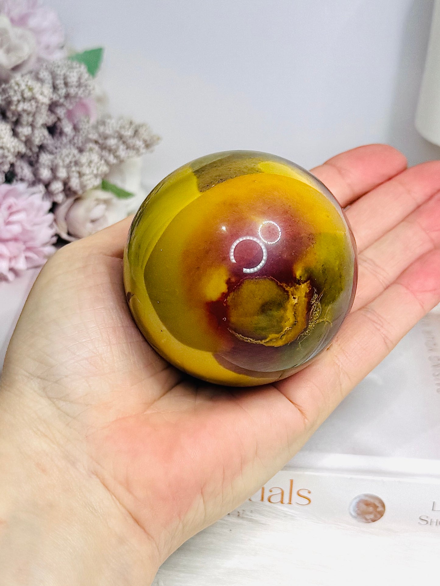 Large Mookaite Jasper Sphere on Stand 371g