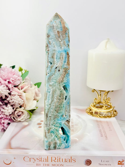 ⚜️ SALE ⚜️ Natural Large 20cm Druzy Hemimorphite Tower