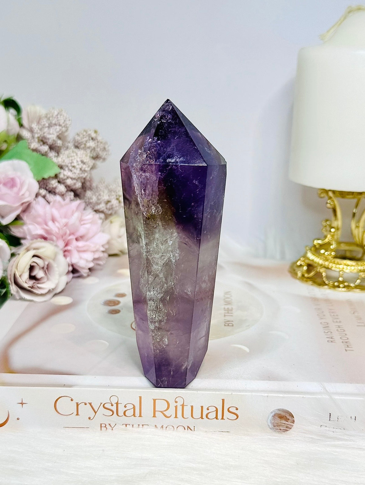 Phantom Amethyst Wand | Tower 11.5cm With Rainbows