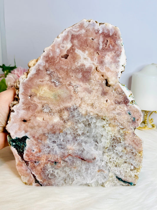 Huge Natural Pink Amethyst Chunky Druzy Slab with Crystallisation from Brazil 23cm 2.82KG