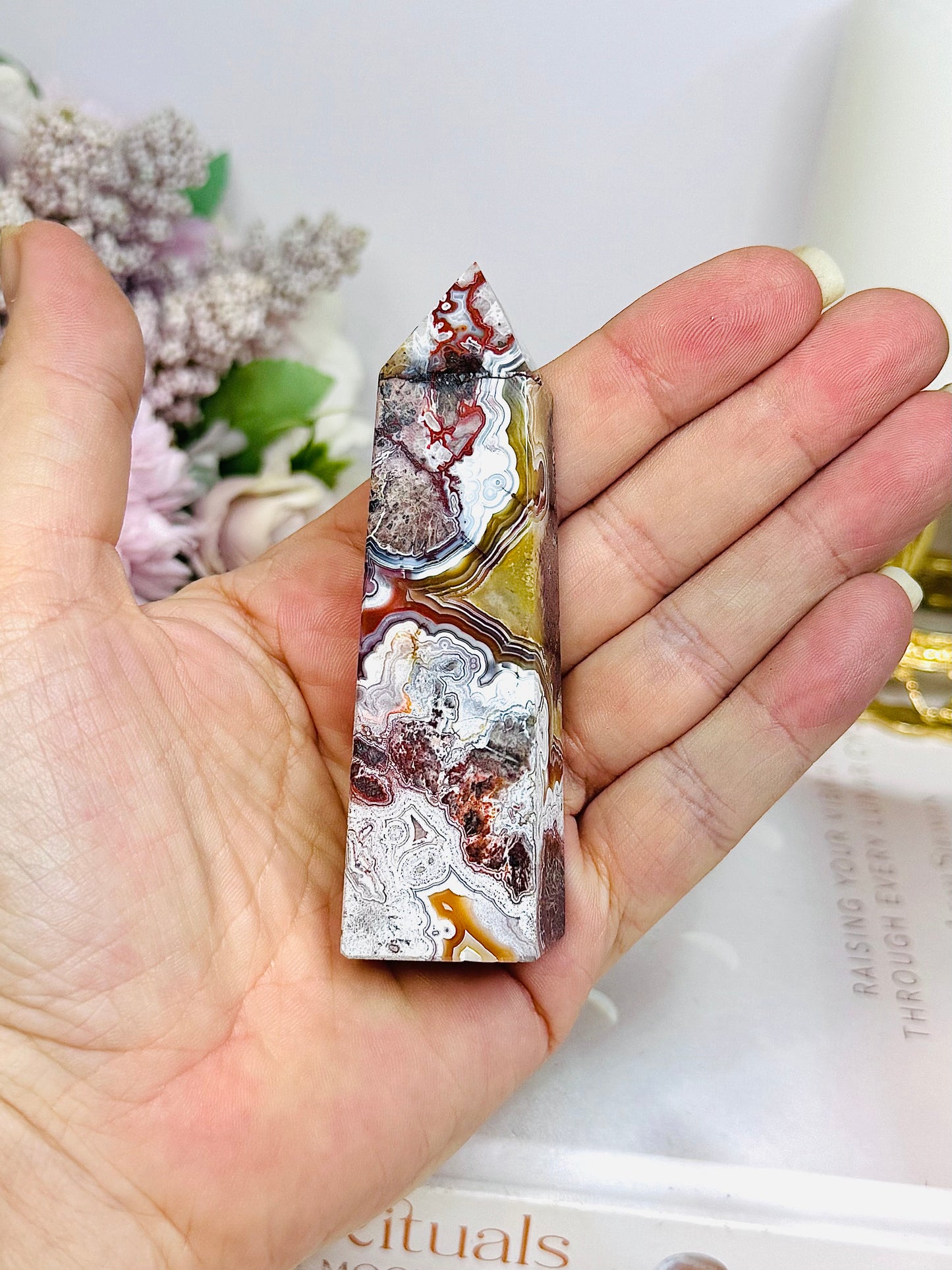Mexican Lace Agate Tower 8.5cm