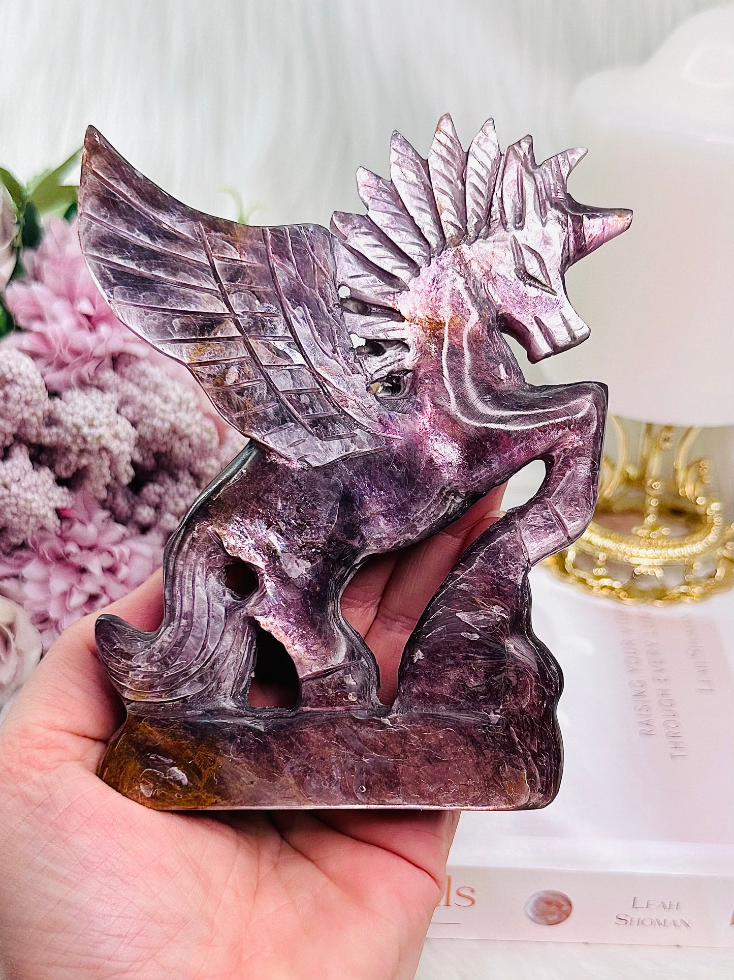 ⚜️ SALE ⚜️ INCREDIBLE & ABSOLUTELY MAGNIFICENT 13CM PURPLE MICA PEGASUS CARVING ~ A TRUE MASTERPIECE!!!