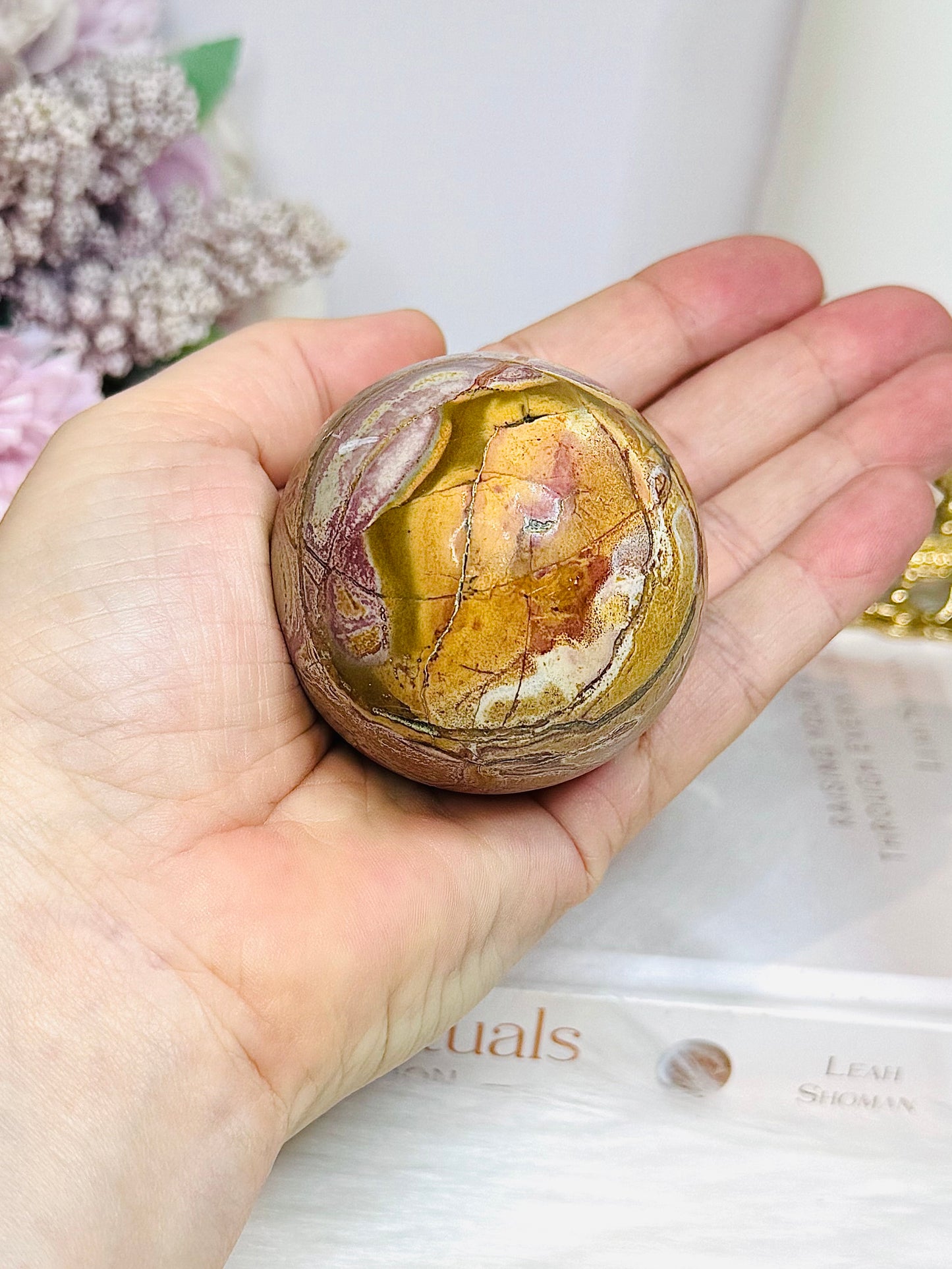 Polychrome Agate Sphere on Stand 205g