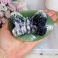 Large Rainbow Fluorite Carved Butterfly On Green Aventurine Lillypad / Leaf 10cm