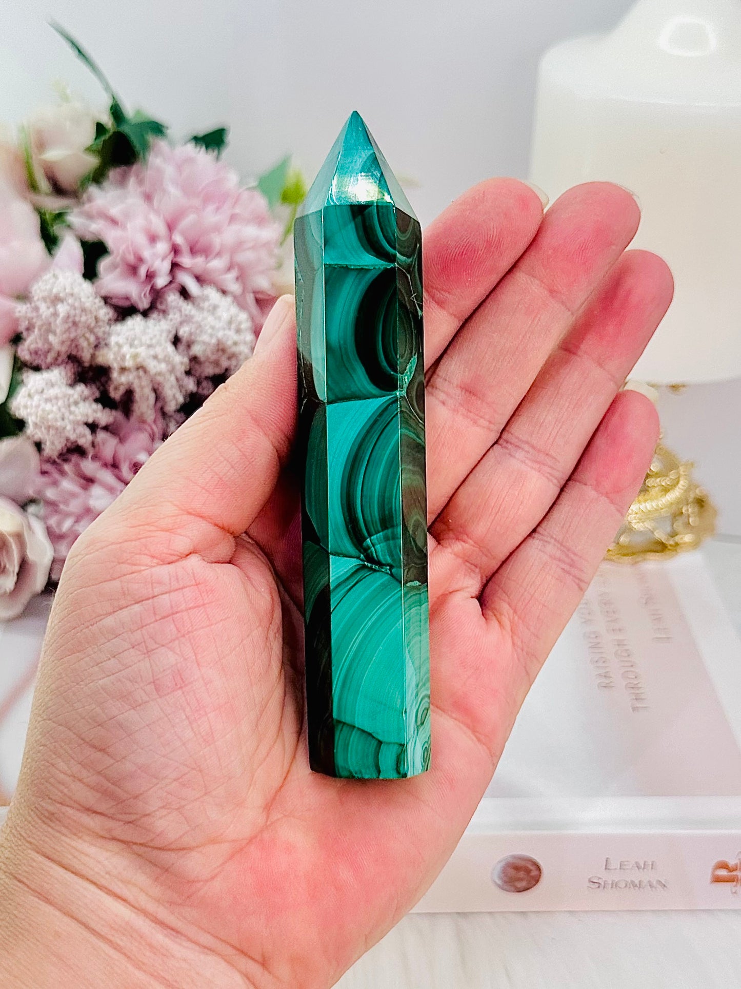 Emotional Healing ~ Absolutely Divine Tall 12cm AAA High Grade Natural Malachite Tower From Congo Simply Spectacular!!