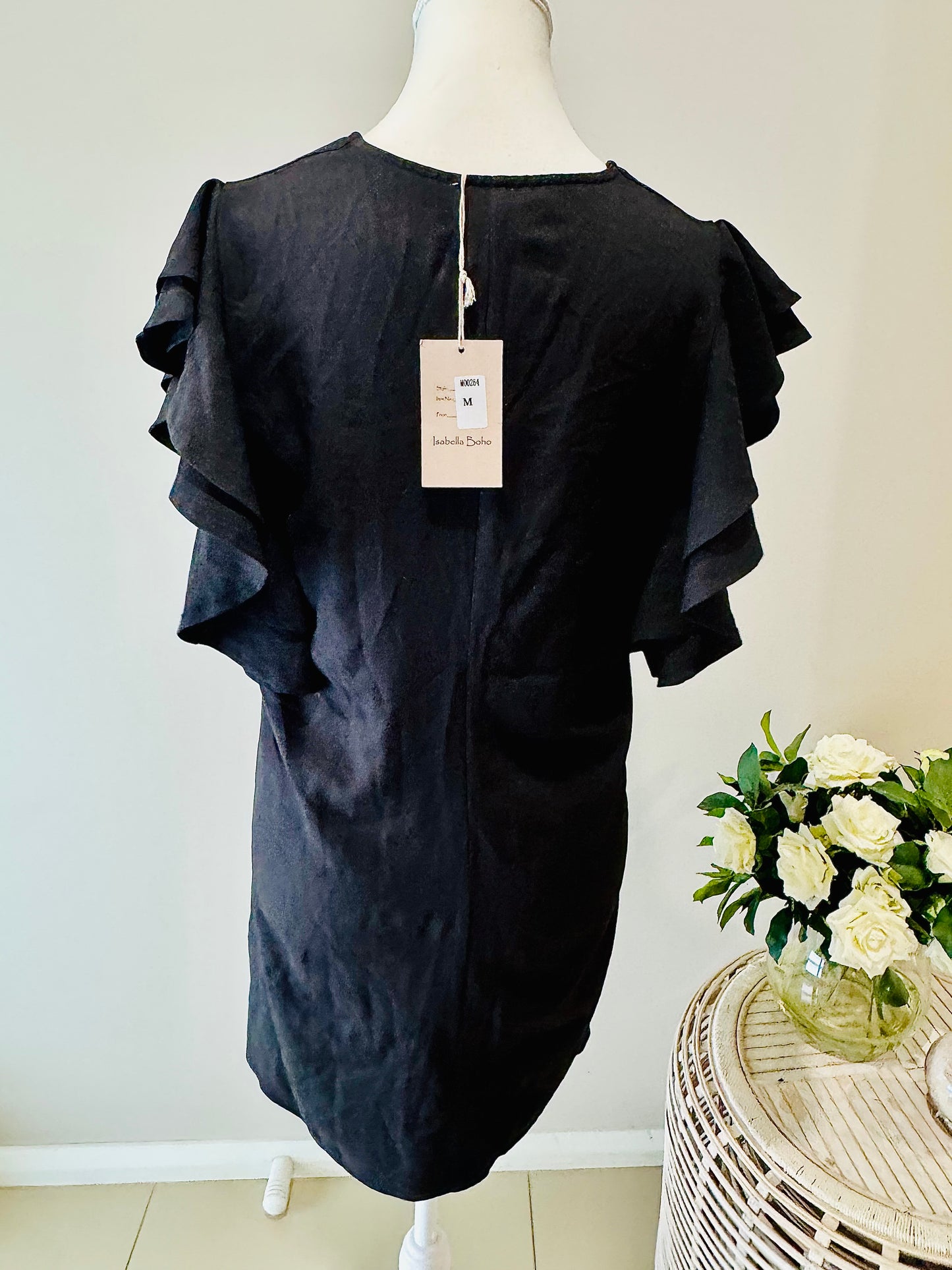 Black Dress with Ruffle Sleeves Size Medium